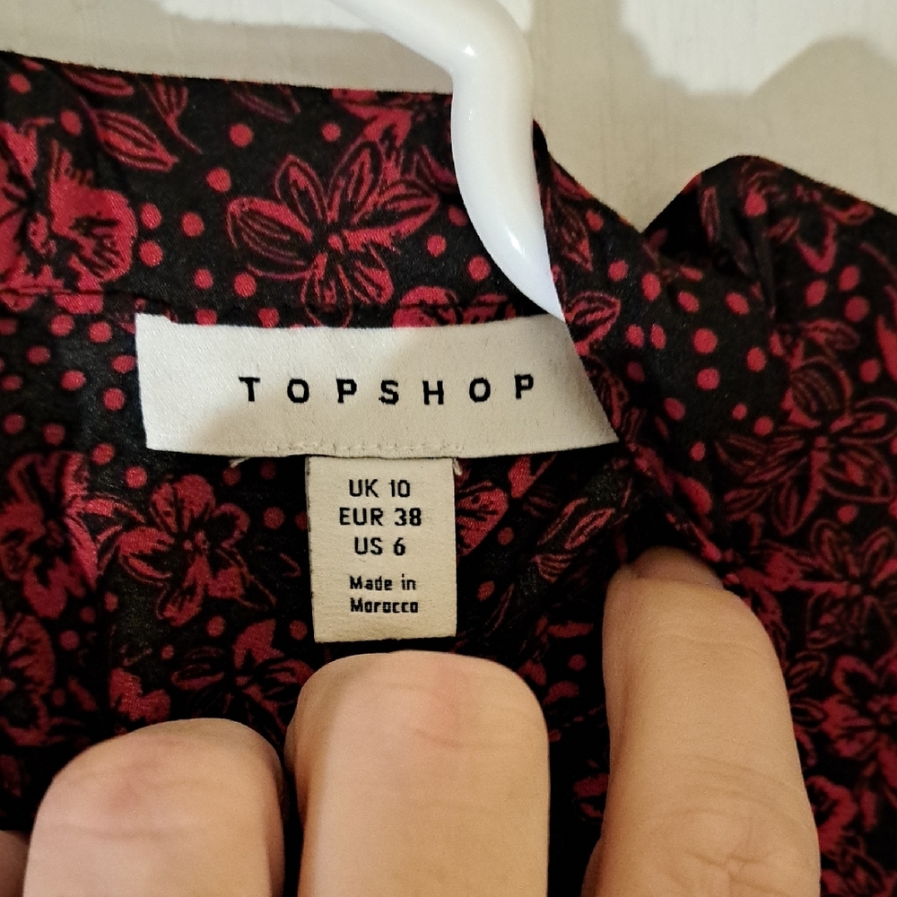 145 - Topshop Red and Black Floral Pattern Dress Or Top - Picture 2 of 10